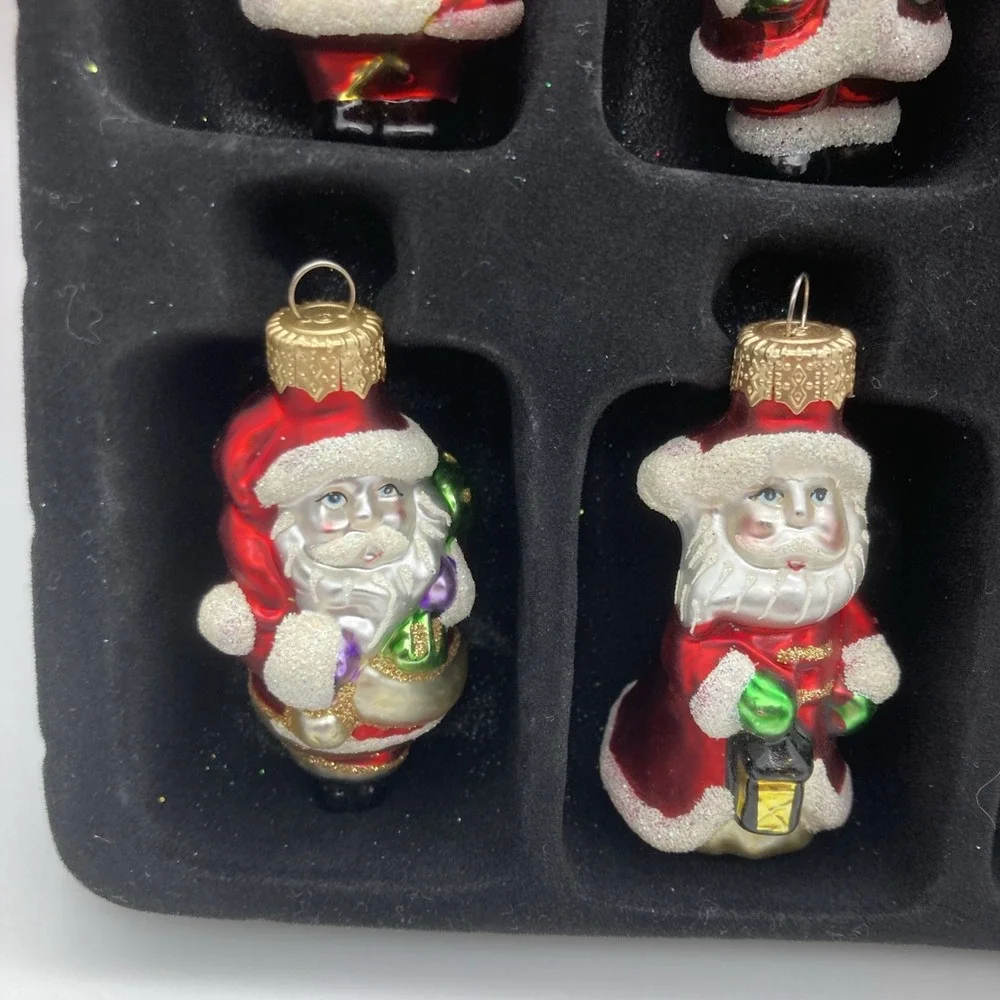 MACY'S Holiday Lane Christmas Box Set of 12 Glass Santa Claus 2